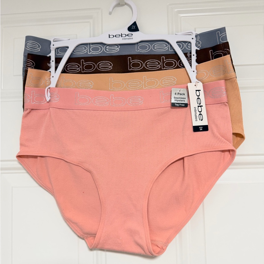 Bebe - Women’s 4 Pack Briefs Peach, Brown, Beige